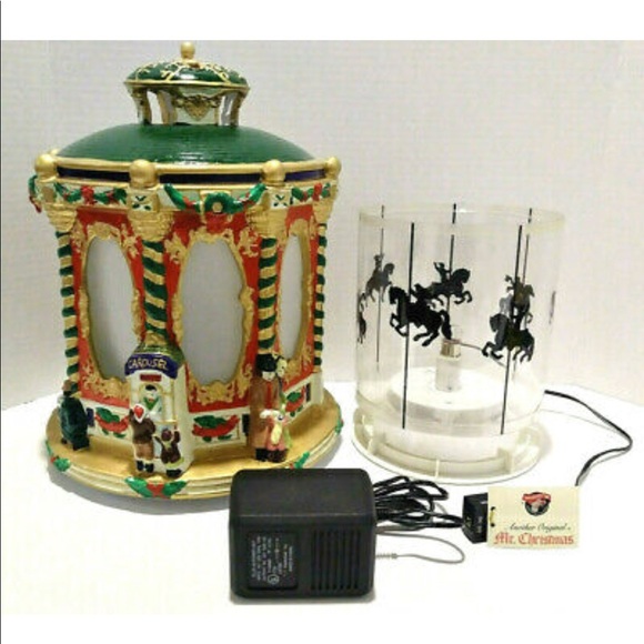 Rare Vintage Mr Christmas Moving Lighted Carousel - Picture 1 of 12